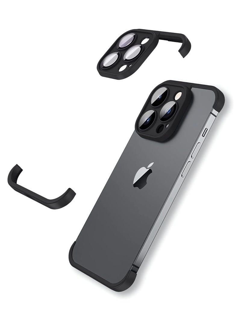 Techie Set Bare Corners Pad + Glass Lens Protector Shockproof Cover for Apple iPhone 15 Pro Max – Black  - Image 1