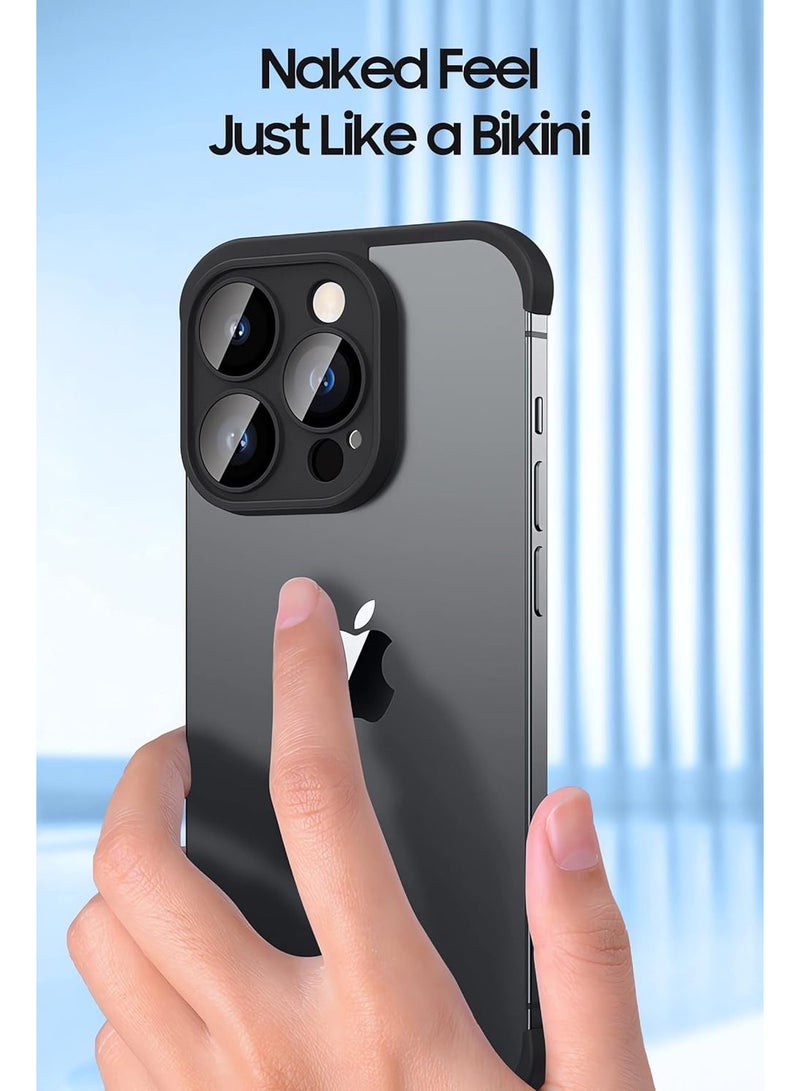 Techie Set Bare Corners Pad + Glass Lens Protector Shockproof Cover for Apple iPhone 15 Pro Max – Black  - Image 3