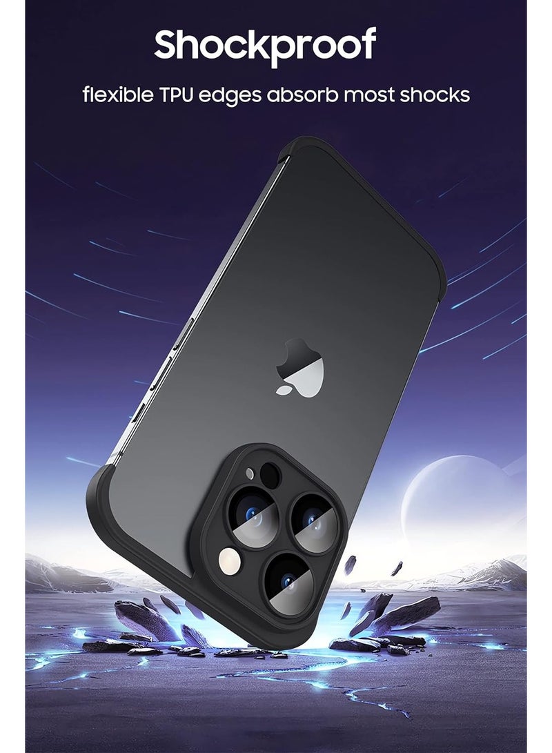 Techie Set Bare Corners Pad + Glass Lens Protector Shockproof Cover for Apple iPhone 15 Pro Max – Black  - Image 4