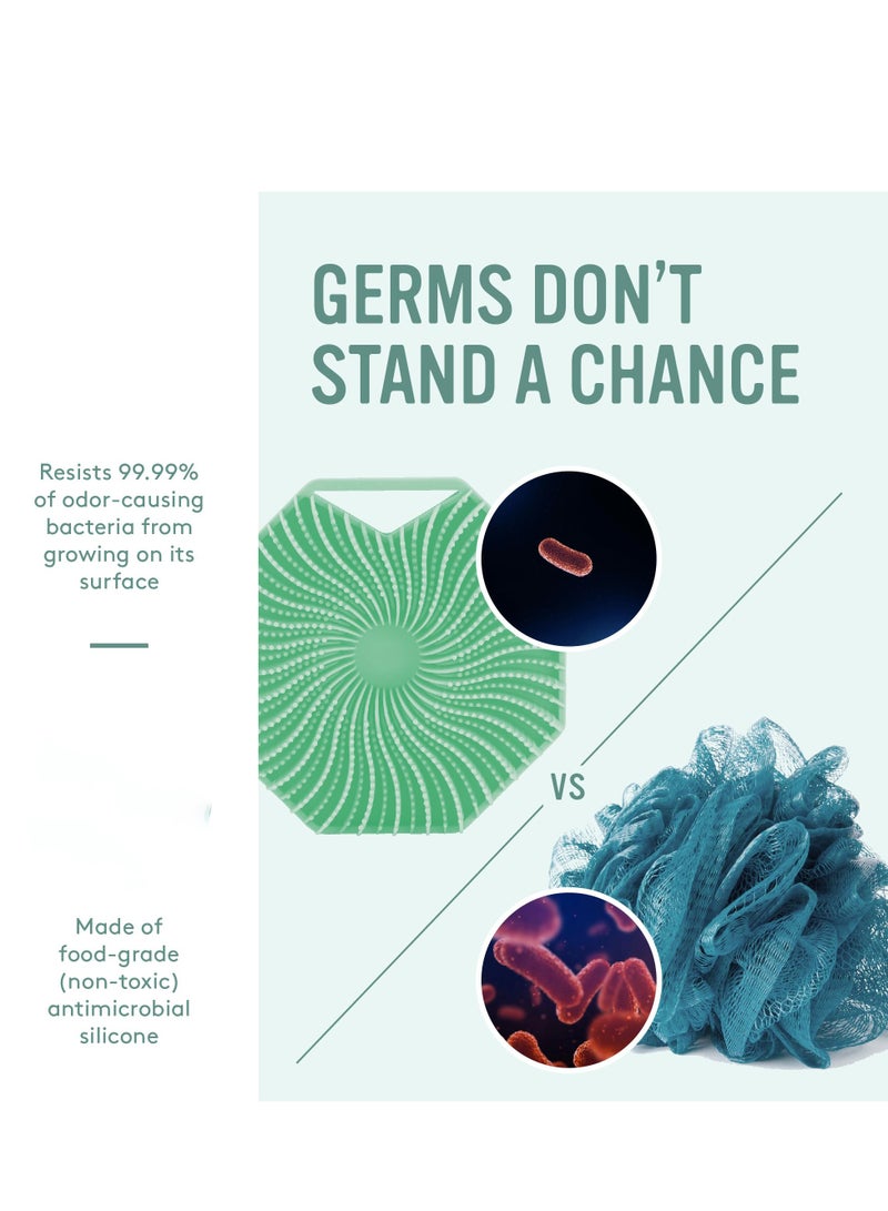 SYOSI Antimicrobial Silicone Body Scrubber for Sensitive Skin, Eco-Friendly, Lathers Well, and Charcoal-Infused for a Deep Clean,Get Softer, Healthier Skin (Mint) - Image 4