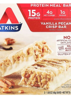 Atkins Protein Meal Bar Vanilla Pecan Crisp 5 Bars 1.69 oz (48 g) Each 