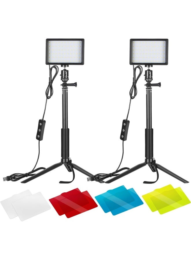Neewer Renewed - Neewer 2 Packs Dimmable 5600K USB LED Video Light with Adjustable Tripod Stand/Color Filters for Tabletop/Low Angle Shooting, Colorful LED Lighting, Product Portrait Youtube Video Photography - Image 2