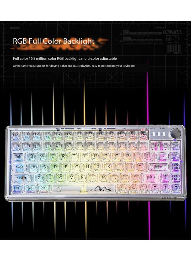 MONOGUE Gaming Mechanical Keyboard Transparent RGB Design Bluetooth Wired Dual Mode Wireless Rechargeable with Programmable Keys - Image 1