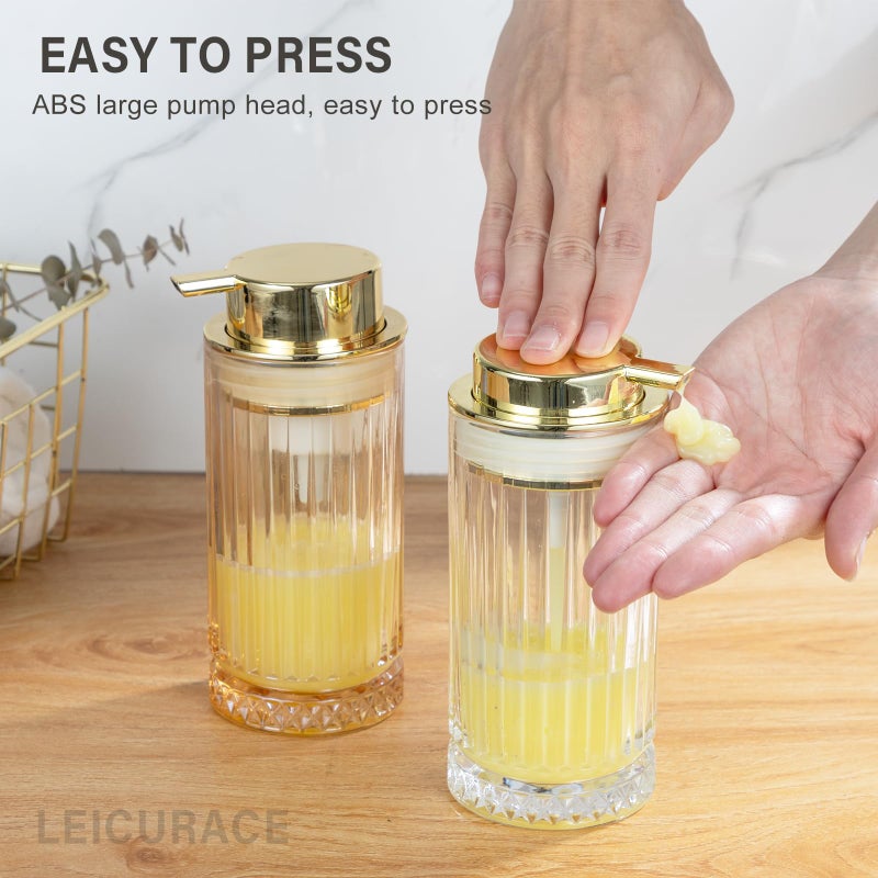 LEICURACE Glass Foam Soap Dispenser, Refillable Foaming Dispenser with Gold Pump, Foam Hand Soap Dispenser for Bathroom Kitchen, Home Decor ï¼ˆFoam Type/Clearï¼‰ - Image 4