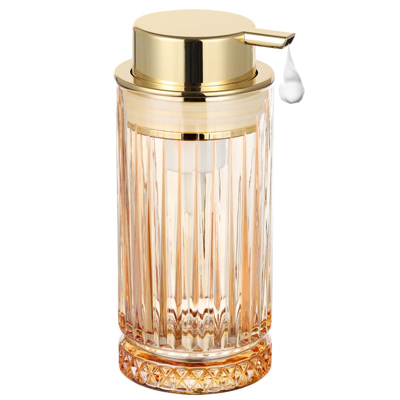 LEICURACE Glass Foam Soap Dispenser, Refillable Foaming Dispenser with Gold Pump, Foam Hand Soap Dispenser for Bathroom Kitchen, Home Decor ï¼ˆFoam Type/Clearï¼‰ - Image 1
