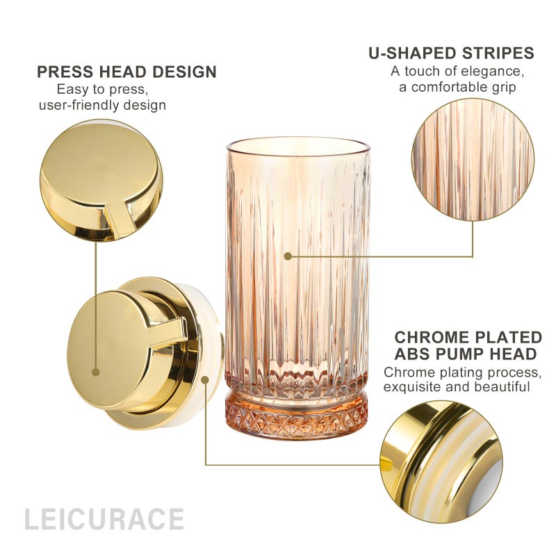 LEICURACE Glass Foam Soap Dispenser, Refillable Foaming Dispenser with Gold Pump, Foam Hand Soap Dispenser for Bathroom Kitchen, Home Decor ï¼ˆFoam Type/Clearï¼‰ - Image 3