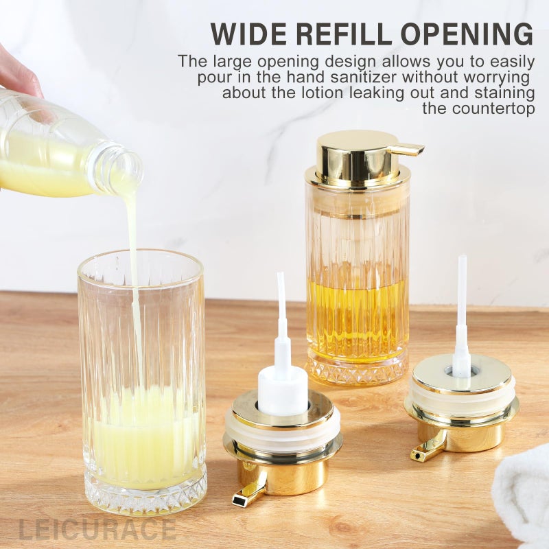 LEICURACE Glass Foam Soap Dispenser, Refillable Foaming Dispenser with Gold Pump, Foam Hand Soap Dispenser for Bathroom Kitchen, Home Decor ï¼ˆFoam Type/Clearï¼‰ - Image 2
