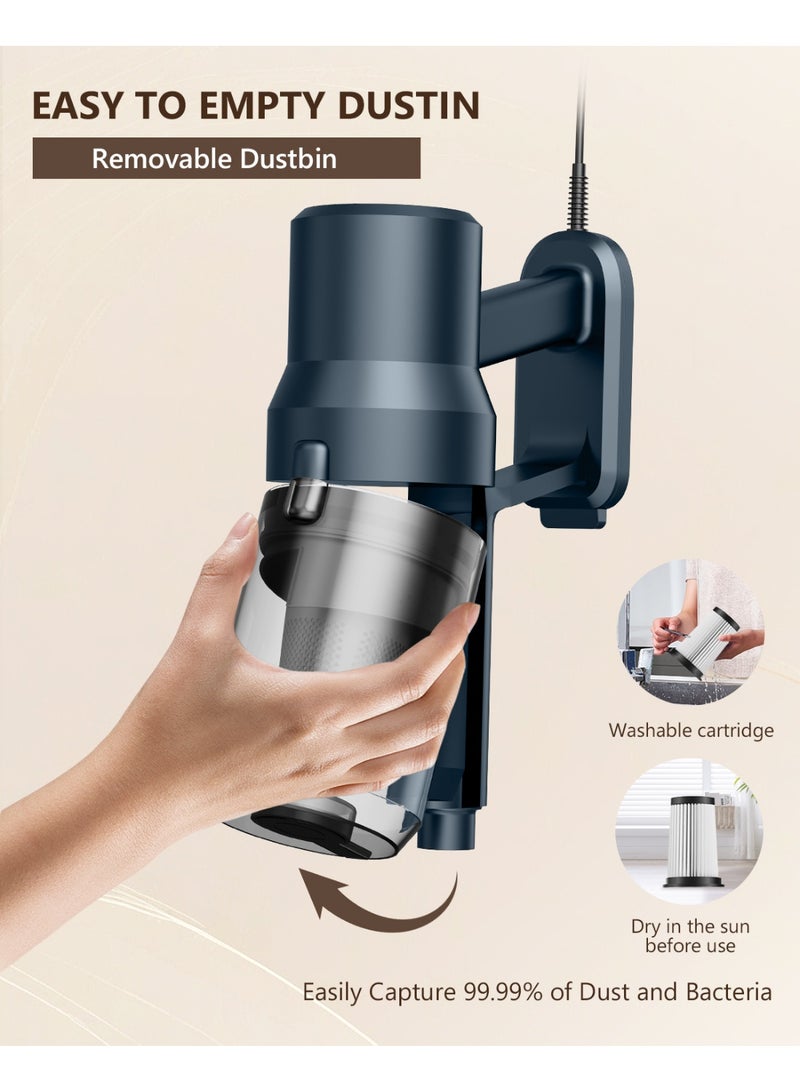 سنشر المكنسة الكهربائية SCV15 السلكية مع مكنسة كهربائية محمولة باليد بقوة شفط 21 كيلو باسكال، مكنسة كهربائية عصا خفيفة الوزن قابلة للتعديل 3 في 1 مع فلتر HEPA للأرضيات الصلبة - Image 4