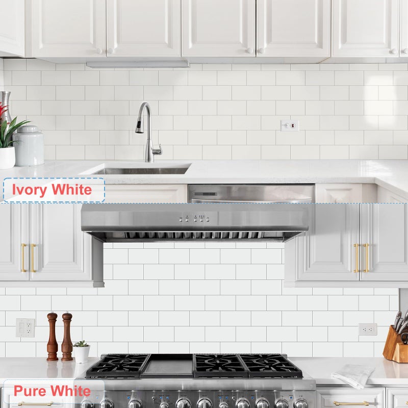 OYASIMI 10 Sheets Ivory White PVC Subway Tile Peel and Stick Backsplash,12''Heat Resistant Stick on Tiles for Kitchen,Waterproof Peel and Stick Wall Tiles for Bathrrom - Image 4