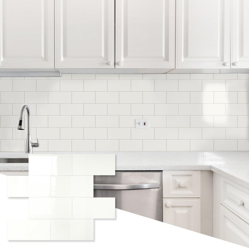 OYASIMI 10 Sheets Ivory White PVC Subway Tile Peel and Stick Backsplash,12''Heat Resistant Stick on Tiles for Kitchen,Waterproof Peel and Stick Wall Tiles for Bathrrom - Image 1