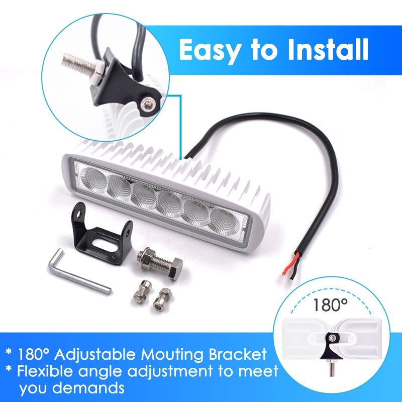 Acelane LED Boat Lights Marine Light Bar T-Top Spreader Light Bar White Flood Beams Boat Deck Lights Dock Lights IP67 Waterproof 12V 18W for Pontoon Boat Truck SUV Off-Road Night Fishing Accessories - Image 5