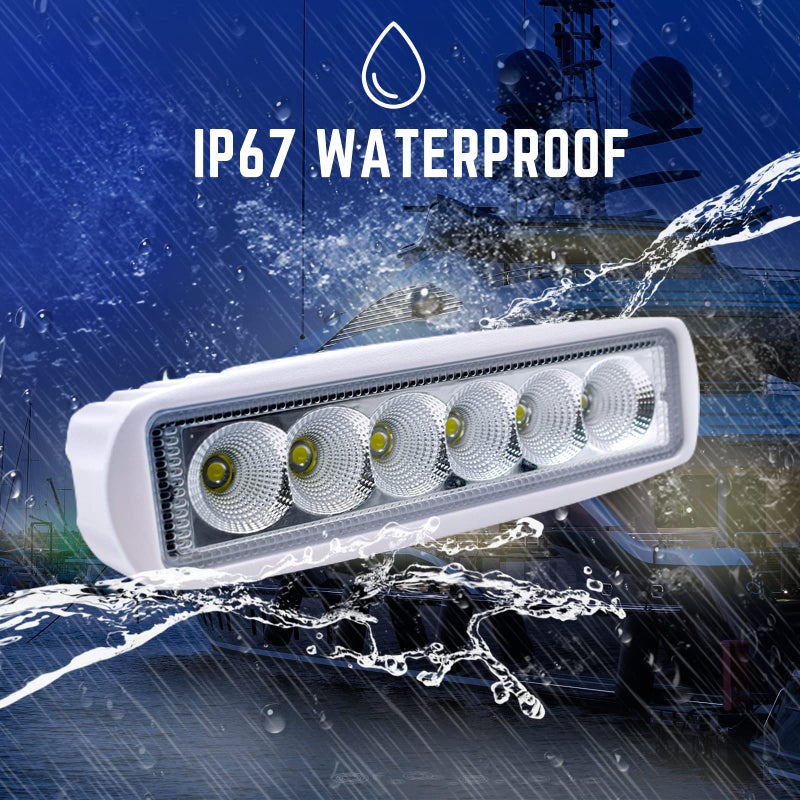 Acelane LED Boat Lights Marine Light Bar T-Top Spreader Light Bar White Flood Beams Boat Deck Lights Dock Lights IP67 Waterproof 12V 18W for Pontoon Boat Truck SUV Off-Road Night Fishing Accessories - Image 2