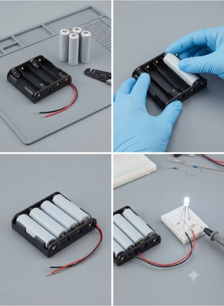 KNP 18650 4-Slot Battery Holder with Leads - 3.7V - Image 2