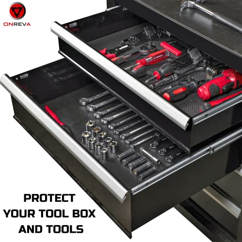 ONREVA Tool Box Liner 30 inch Wide x 22 Ft Large, Toolbox Drawer Liners, Heavy Duty Shelf Rubber Mat, Non Slip Pad Organizer for Rolling Tool Chest Drawers, Cabinet, Workbench, Black - Image 3