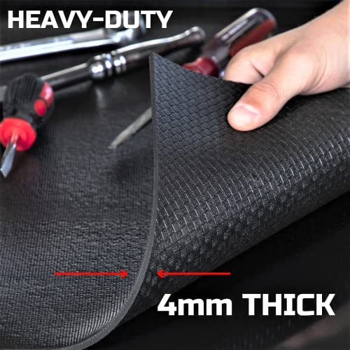 ONREVA Tool Box Liner 30 inch Wide x 22 Ft Large, Toolbox Drawer Liners, Heavy Duty Shelf Rubber Mat, Non Slip Pad Organizer for Rolling Tool Chest Drawers, Cabinet, Workbench, Black - Image 2