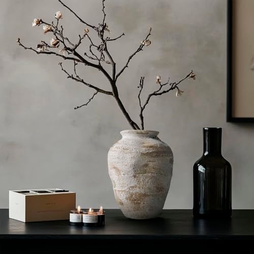DIF DECO Ceramic Farmhouse Vase Rustic Decor,Pottery Decorative Flower Vases for Home Decor,Boho Vase for Table, Living Room,Bathroom,Shelf,Mantel Decoration,7.7 inch - Image 2