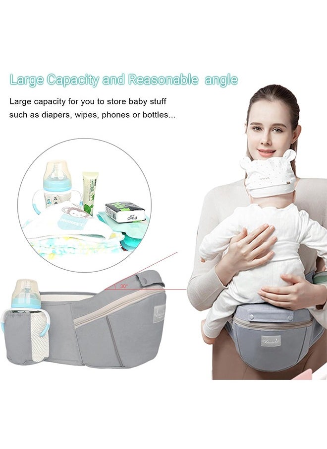 Beauenty - Beauenty Multifunction Baby Strap Waist Stool Hip Seat Baby Carrier, Suitable For 0-36 Months Baby,6 in 1 Carrying Mode,Adjustable Size, Very Suitable For Hiking Shopping Trip (Grey) - Image 1