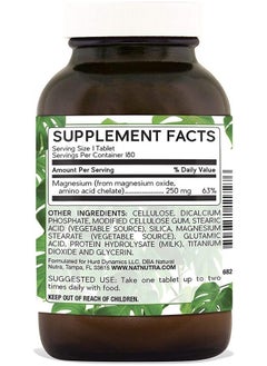 Natural Nutra Chelated Magnesium Oxide Supplement 250 mg, 180 Tablets (2 Pack)  - Image 1