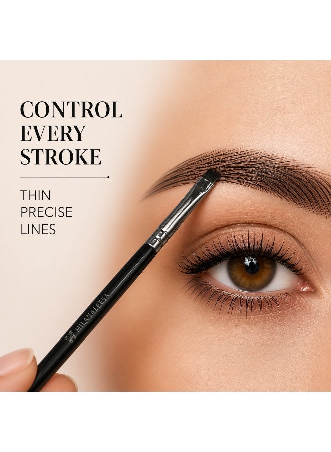 Precision Brow Brush – Angled Eyebrow Brush for Defining, Shaping & Filling – Thin Edge Makeup Brush for Pomade, Gel & Powder – Sharp Control, Hair-Like Strokes – Milana Leesa - Image 4