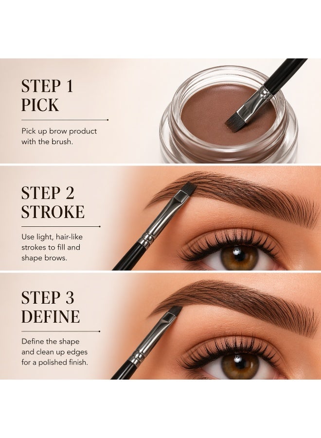 Precision Brow Brush – Angled Eyebrow Brush for Defining, Shaping & Filling – Thin Edge Makeup Brush for Pomade, Gel & Powder – Sharp Control, Hair-Like Strokes – Milana Leesa - Image 5
