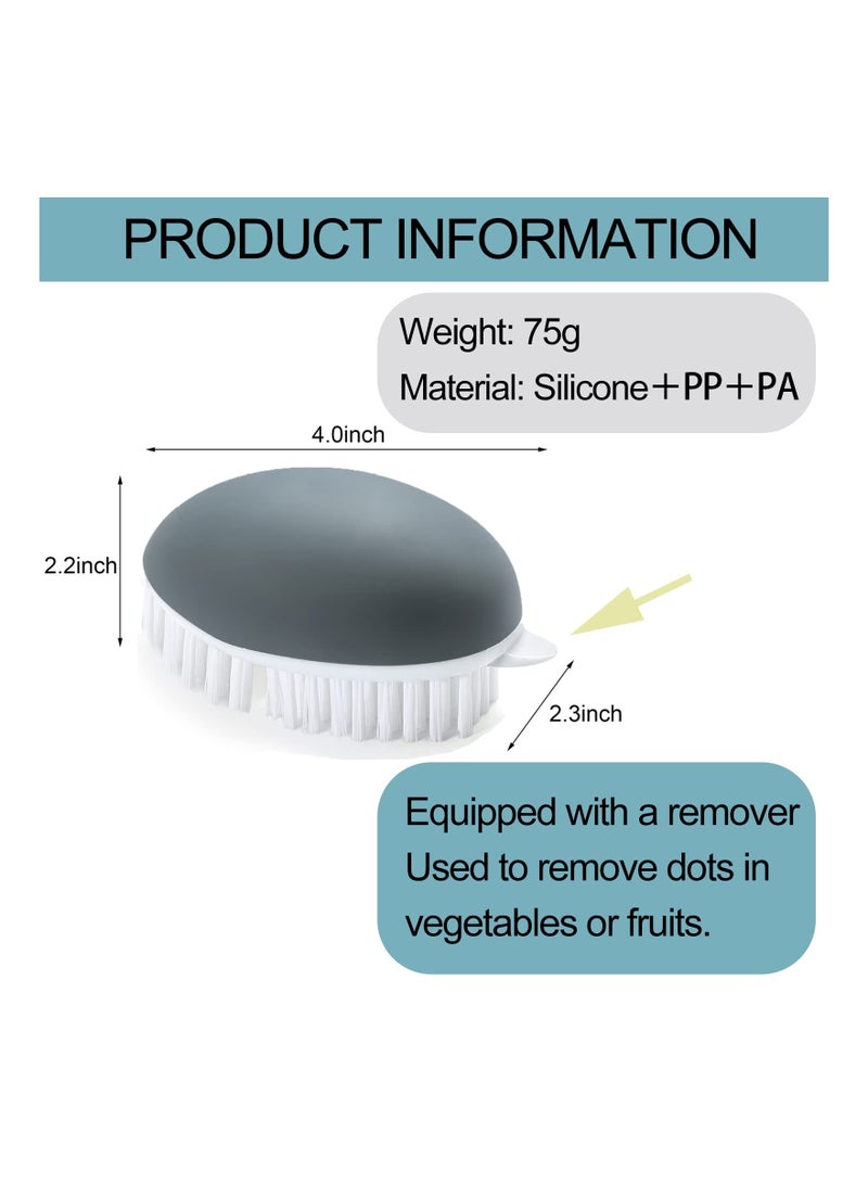 KASTWAVE فرشاة فواكه وخضار 2 قطعة، فرشاة بطاطس غير قابلة للانزلاق مع شعيرات فرشاة مرنة وصلبة للمطبخ - Image 2