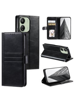erorex For Xiaomi Redmi 13C 4G/5G Simple 6-Card Wallet Leather Phone Case(Black) 