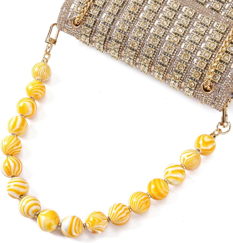 AUMEY Handbag Chain Straps Acrylic Purse Chain Strap Fashionable Replacement Purse Clutches Handles for Purse Handbags DIY (YZL01-Yellow) - Image 3