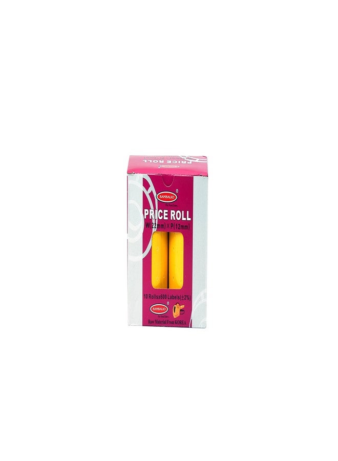 Bambalio BLR-YP(B) Price Label Roll Yellow Colour Plain Label (Box Pack) Compatible with All Single Line Labeling Machines Pack of 10 Rolls - Image 1