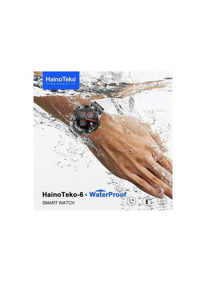 HT-6  waterproof, AMOLED smart watch with Torch and 3 Pairs Strap - Black