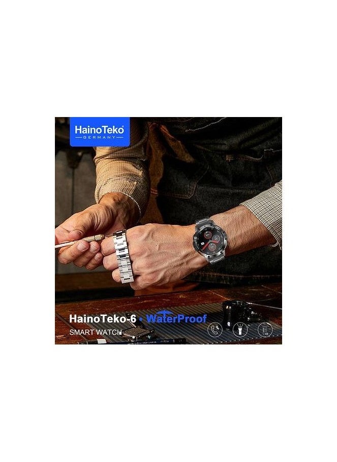 HT-6  waterproof, AMOLED smart watch with Torch and 3 Pairs Strap - Black