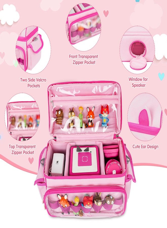 Jaffzora Carrying Case Compatible with Toniebox Starter Set,Cute Storage Bag for Tonies Figures Characters,Tonies Headphones & Accessories, Pink(Bag Only) - Image 2