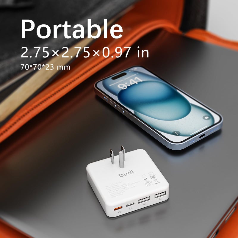 BUDI Flat USB C Wall Charger, 34W 4-Port USB Charger Block, Fast Charging Block with 20W Port Power Delivery and Dual Type-C for iPhone 16/15/14/13/12/11/Pro Max/XS/XR/8/7,Tablets - Image 5
