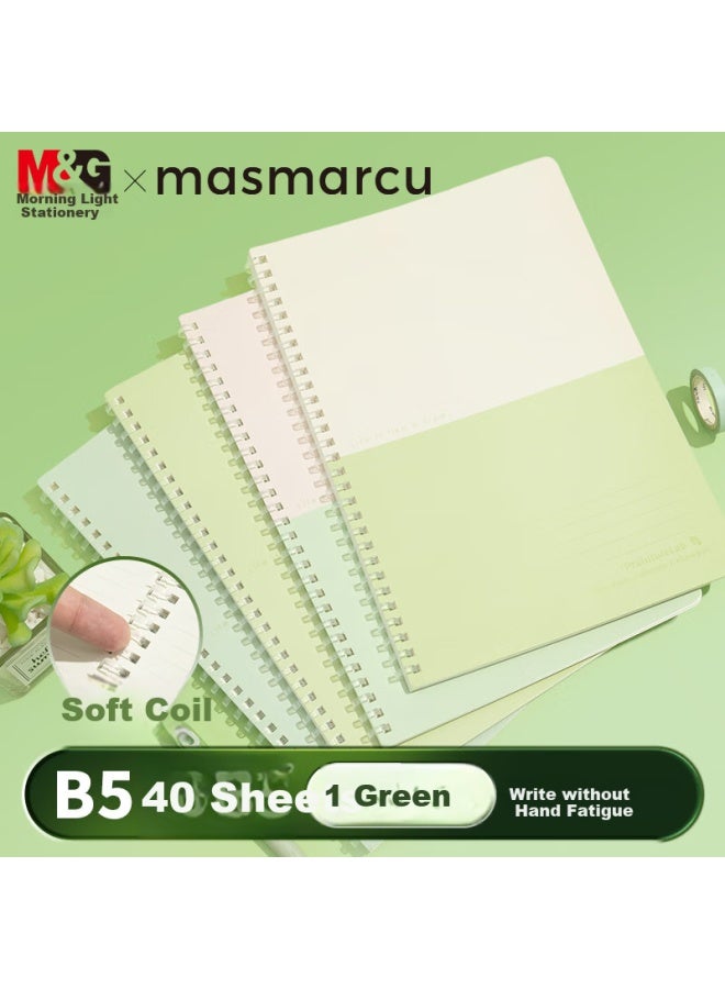 Masmarcu M&g B5 Notebook, High-quality Simple Soft Spiral-bound Book, Student Error Correction Journal, Study Supplies, Pfl Green, 1 Pack, 40 Sheets, Xq028461 - Image 1