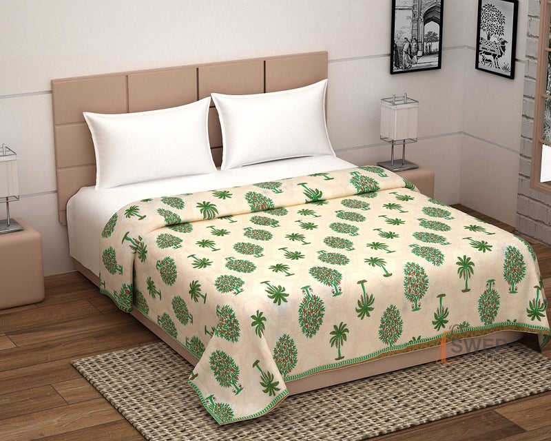 Namaste India Namaste India Jaipuri Rajasthani Traditional Light Weight Floral Print Pure Cotton Double Bed Soft Jaipuri AC Quilt/Razai (Size 88 X 103 inch Stitch Including , Multicolour ) - Image 1