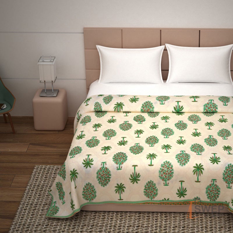 Namaste India Namaste India Jaipuri Rajasthani Traditional Light Weight Floral Print Pure Cotton Double Bed Soft Jaipuri AC Quilt/Razai (Size 88 X 103 inch Stitch Including , Multicolour ) - Image 3