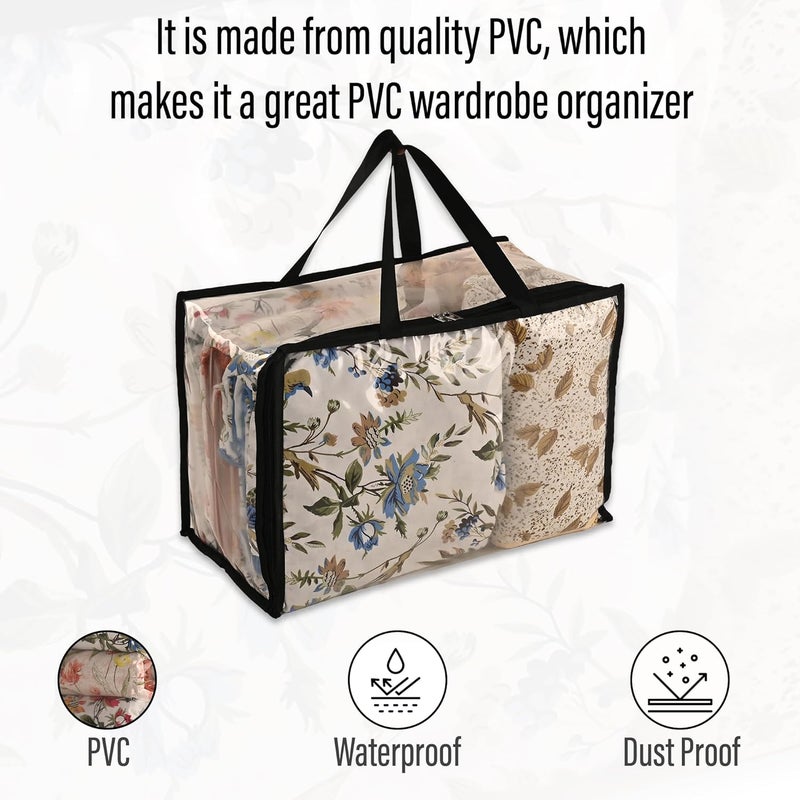 Kuber Industries Kuber Industries Pack of 2 Waterproof Storage Bag Multipurpose Bag for Toys Clothes Blankets Bedsheets Zipper Handle Transparent Wardrobe Organizer Black Grey  - Image 2