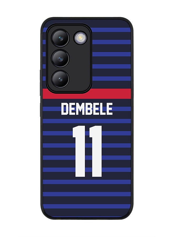 Stylizedd Rugged Black edge case for Vivo V30 Lite 5G, Slim fit Soft Case Flexible TPU Gel Thin Cover -  Football Team - France, Player Name - Dembele - Image 1