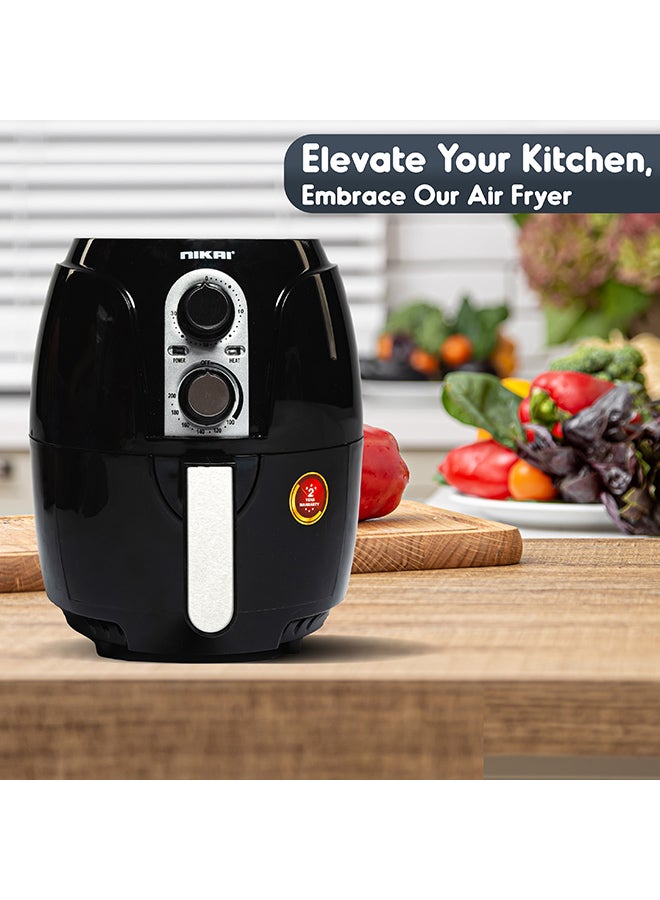 NIKAI 3 Liter Air Fryer, Detachable Frying Basket, Non-Stick Coated Pan, Overheating Protection 3 L 1300 W NAF2501M Black - Image 3