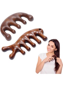 2 Pack Wooden Scalp Massage Comb, Wood Comb Wide Tooth for Women Men Hair Growth, Sandalwood Gua Sha Comb, Natural Wooden Comb Scalp Massage for Gift