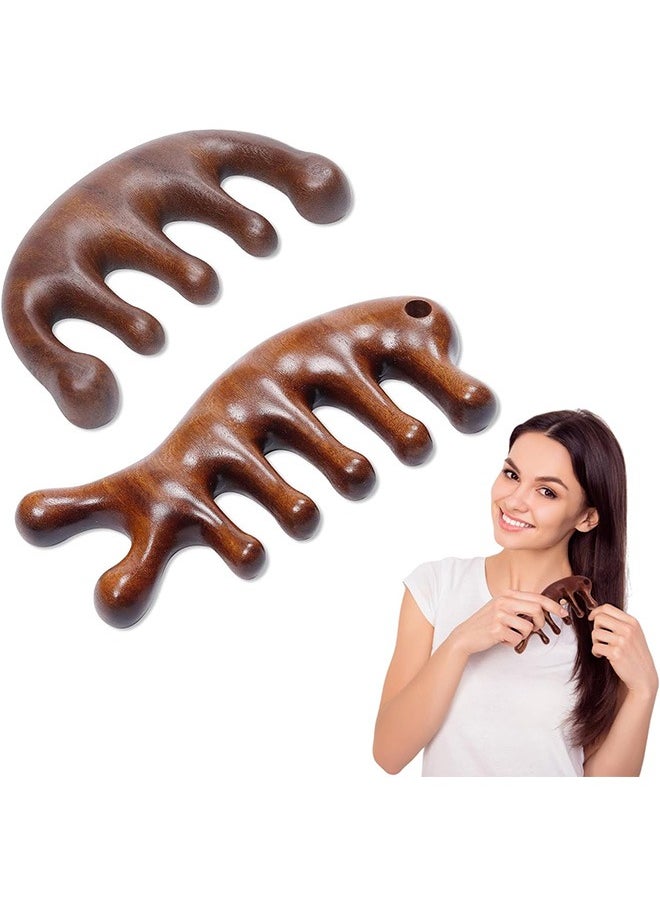 Garlo - 2 Pack Wooden Scalp Massage Comb, Wood Comb Wide Tooth for Women Men Hair Growth, Sandalwood Gua Sha Comb, Natural Wooden Comb Scalp Massage for Gift - Image 1