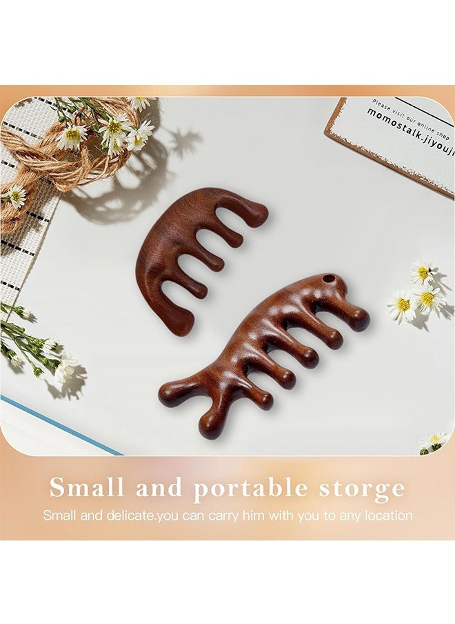 Garlo - 2 Pack Wooden Scalp Massage Comb, Wood Comb Wide Tooth for Women Men Hair Growth, Sandalwood Gua Sha Comb, Natural Wooden Comb Scalp Massage for Gift - Image 1