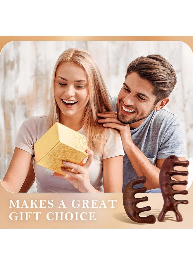Garlo - 2 Pack Wooden Scalp Massage Comb, Wood Comb Wide Tooth for Women Men Hair Growth, Sandalwood Gua Sha Comb, Natural Wooden Comb Scalp Massage for Gift - Image 1