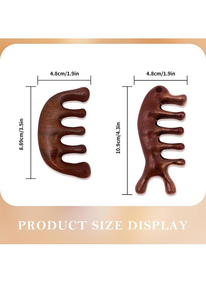 Garlo - 2 Pack Wooden Scalp Massage Comb, Wood Comb Wide Tooth for Women Men Hair Growth, Sandalwood Gua Sha Comb, Natural Wooden Comb Scalp Massage for Gift - Image 1
