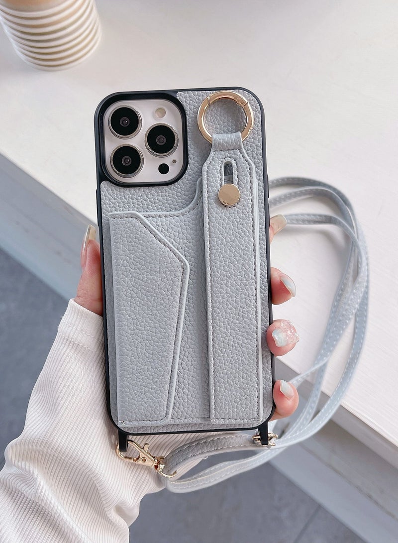 Suteni Back Cover Wristband Card Slots Leather Phone Case for iPhone