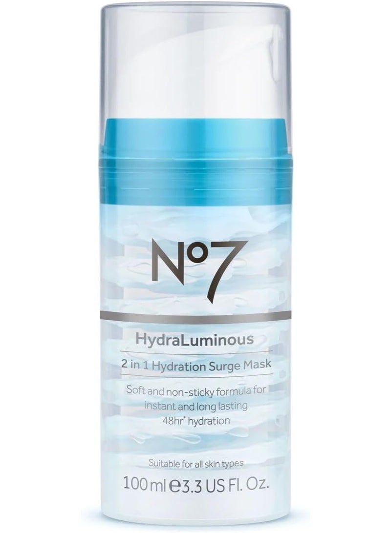 Boots No.7 No7 HydraLuminous 2 in 1 Hydration Surge Mask - 100ml - Image 1