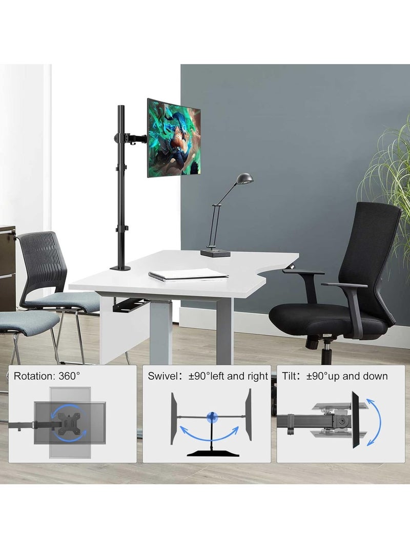 ELTRAZONE MD6821 Single Monitor Desk Mount - Adjustable Holder for 13-32 Inch Monitors with 80 cm Rod - Image 4