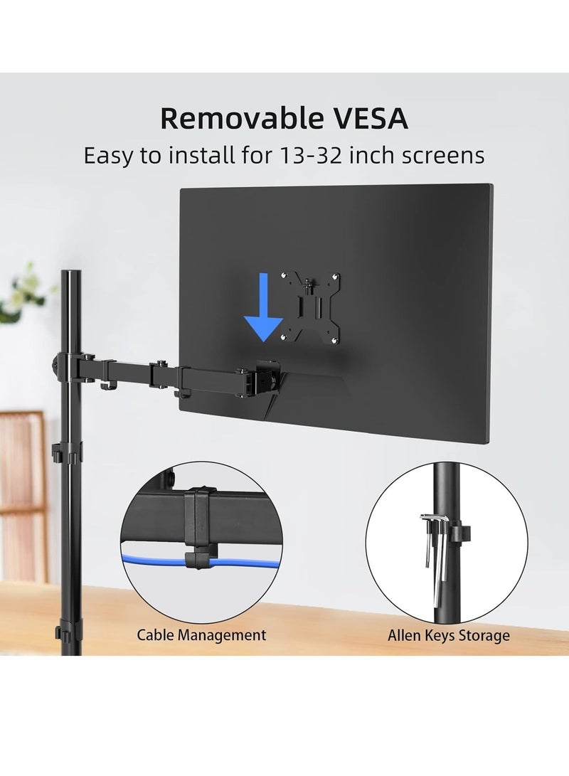 ELTRAZONE MD6821 Single Monitor Desk Mount - Adjustable Holder for 13-32 Inch Monitors with 80 cm Rod - Image 5