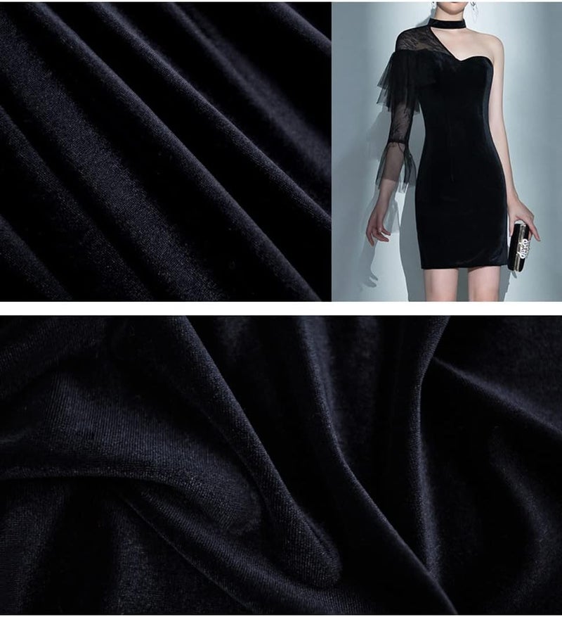 Minky Fabric Velvet Fabric 160x100cm Velvet Material for Sewing DIY Crafts, Upholstery, Home Decor, Costume for Blankets, Apparel, Baby Accessories, Throws, P (Color : Black) - Image 2