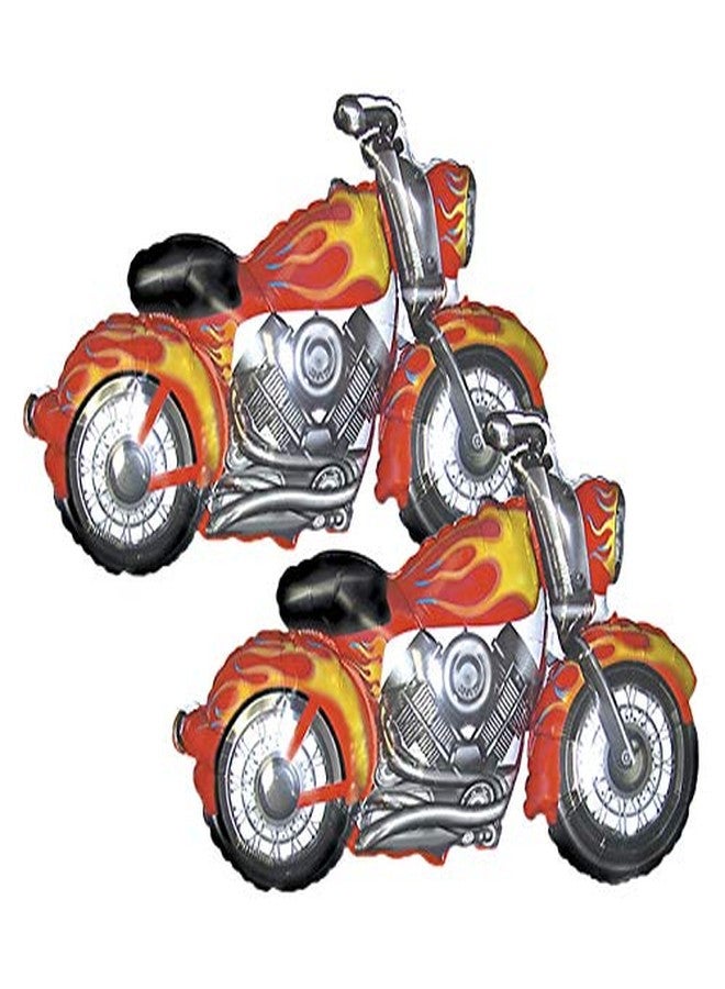 Artisan Owl Set of 2 Flaming Red Motorcycle Jumbo 45" Foil Party Balloons - Image 1