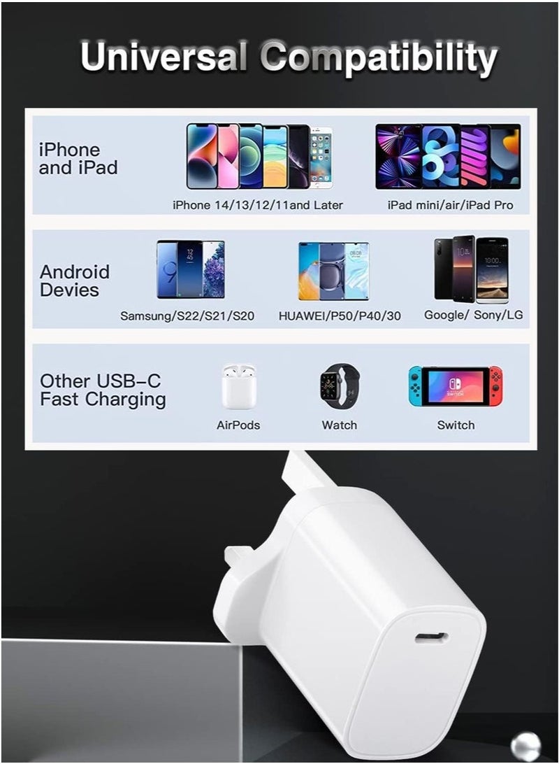 كينسو iPhone 20W Fast Charger | USB C Wall Fast Charger with 1m USB C to Lightning Cable Compatible with iPhone 16/16 Pro/16 Pro Max/15/14/SE2020/11/XR/XS Max/X/iPad - Image 3